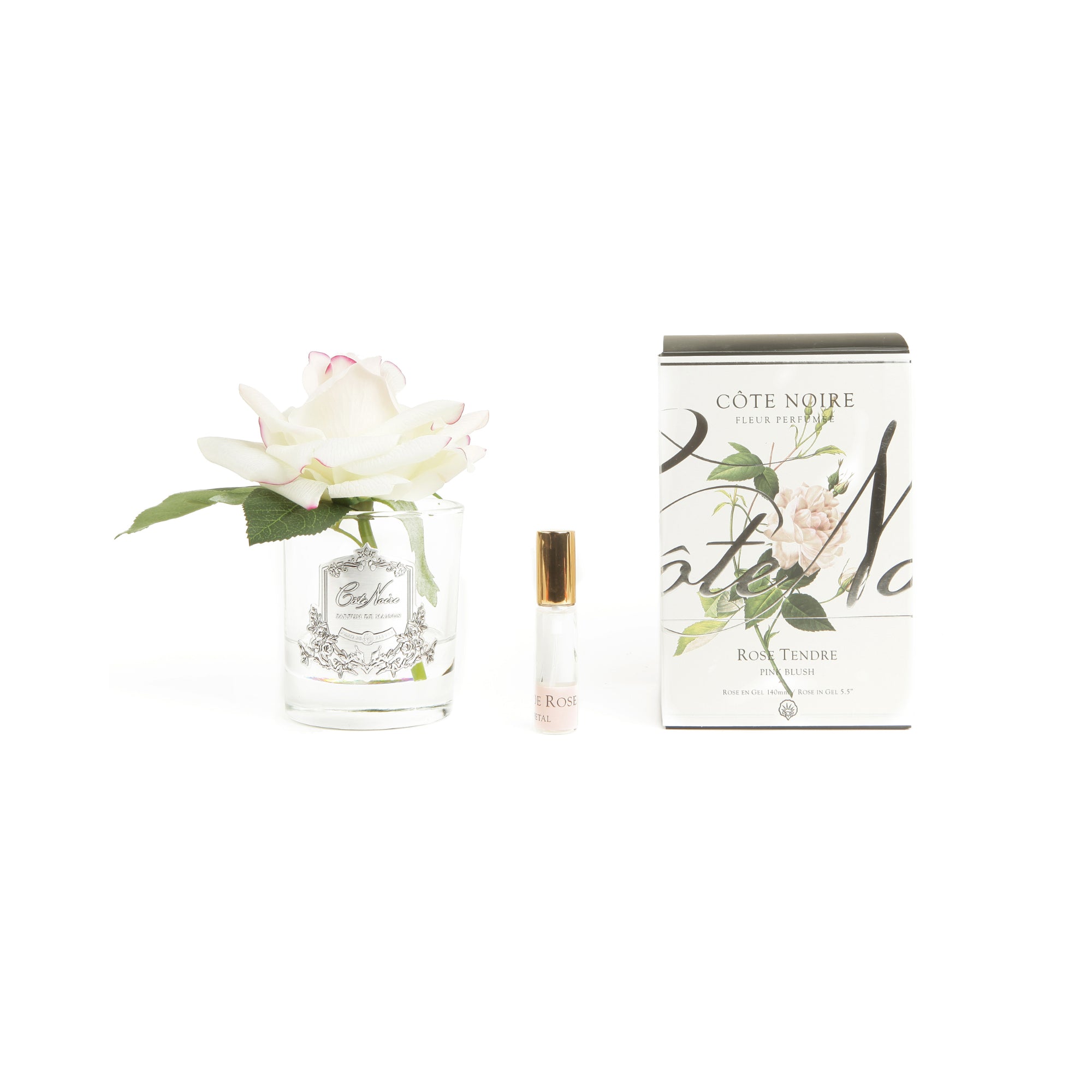 Cote Noire Single Rose - Clear Silver - Pink Blush